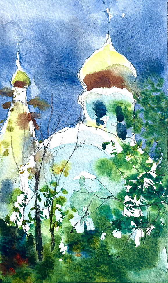 Церковь Иконы Казанской в Краснодаре, набросок, рисунок